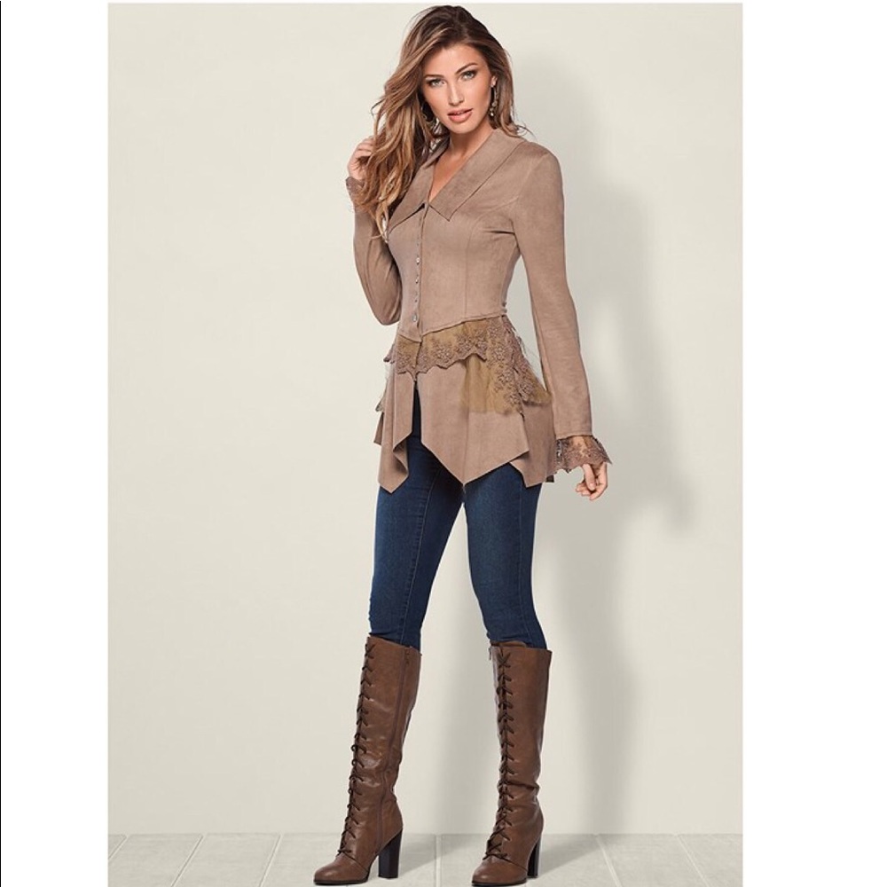 Bohemian Faux Suede & Lace Jacket!